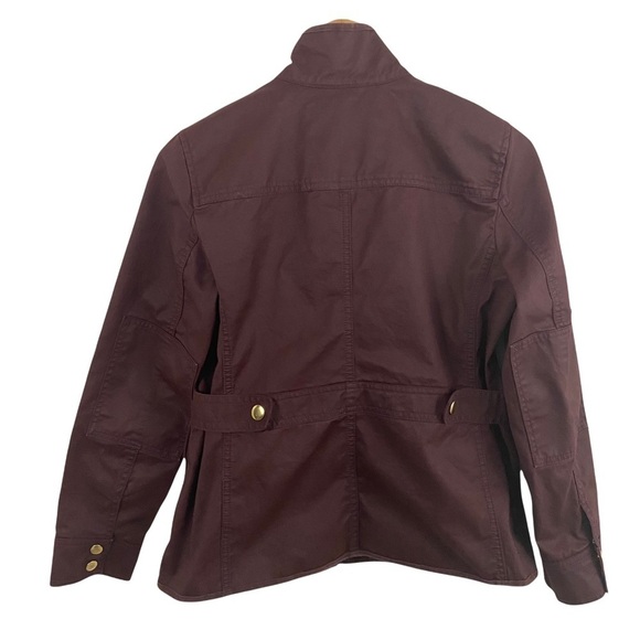 J. Crew Downtown Field Jacket Burgundy Wax Cotton Snap Buttons Sz PM - Picture 11 of 11